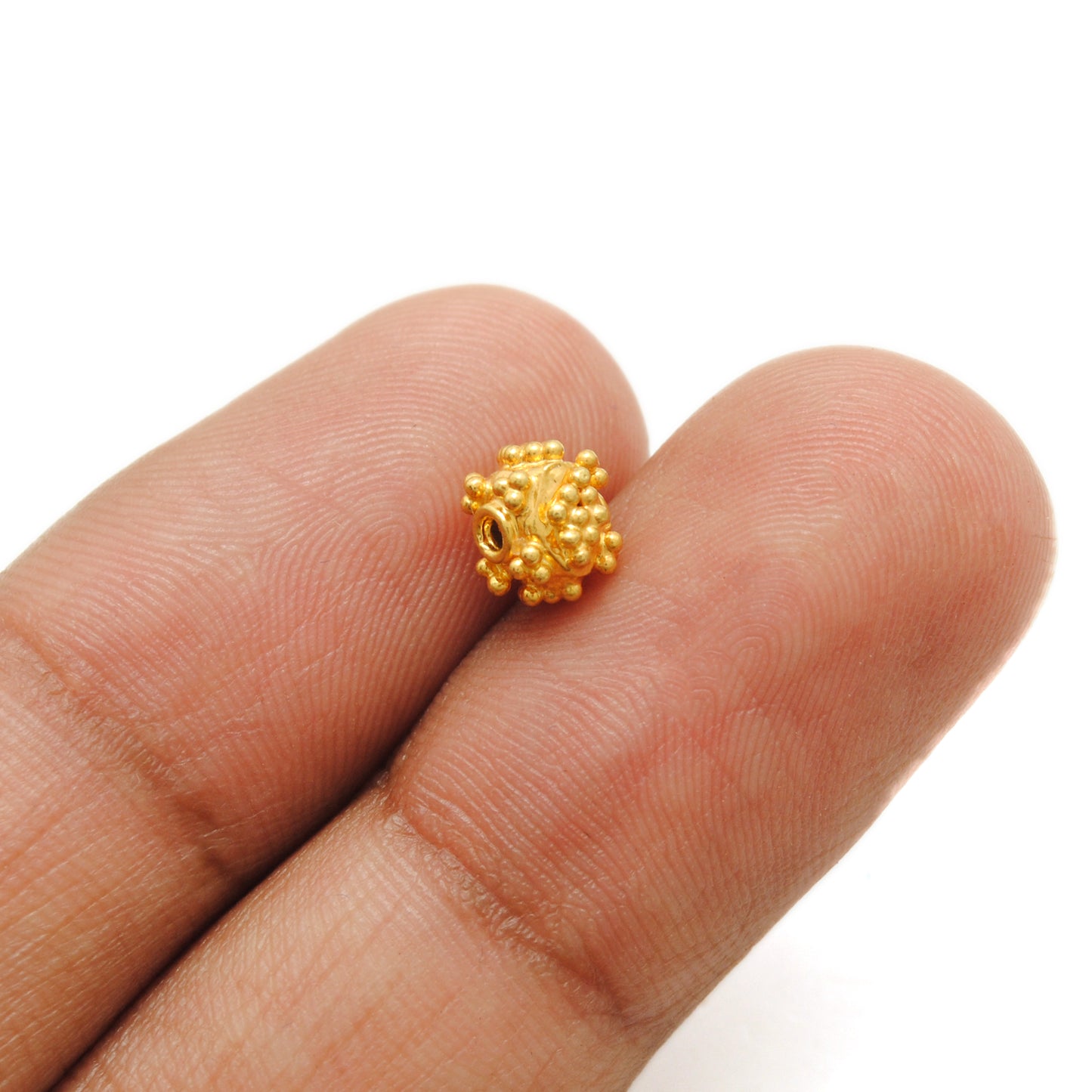 18K solid gold beads findings pack of 4, smooth polished finish, ideal for DIY jewelry making, necklaces and bracelets