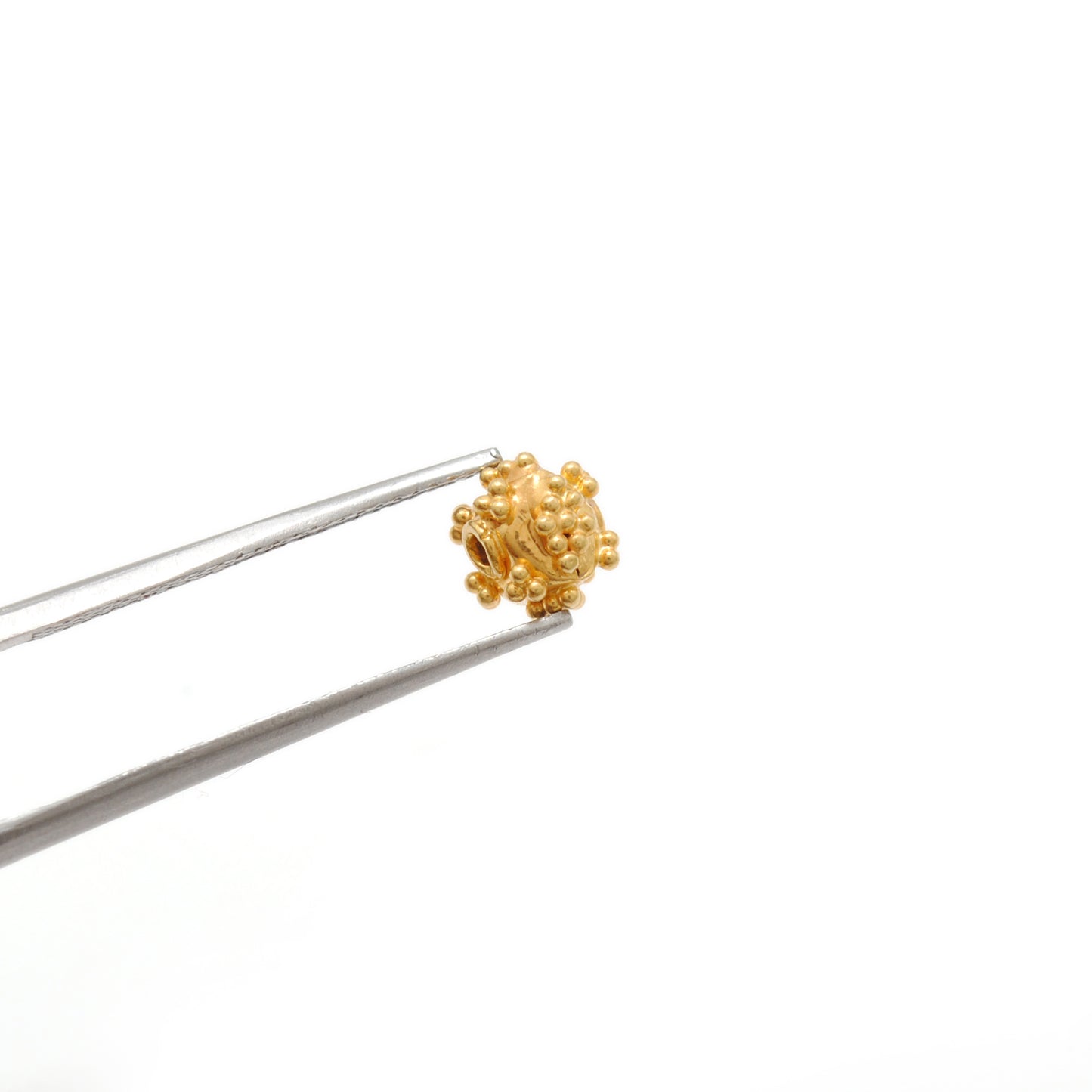 18K solid gold beads findings pack of 4, smooth polished finish, ideal for DIY jewelry making, necklaces and bracelets