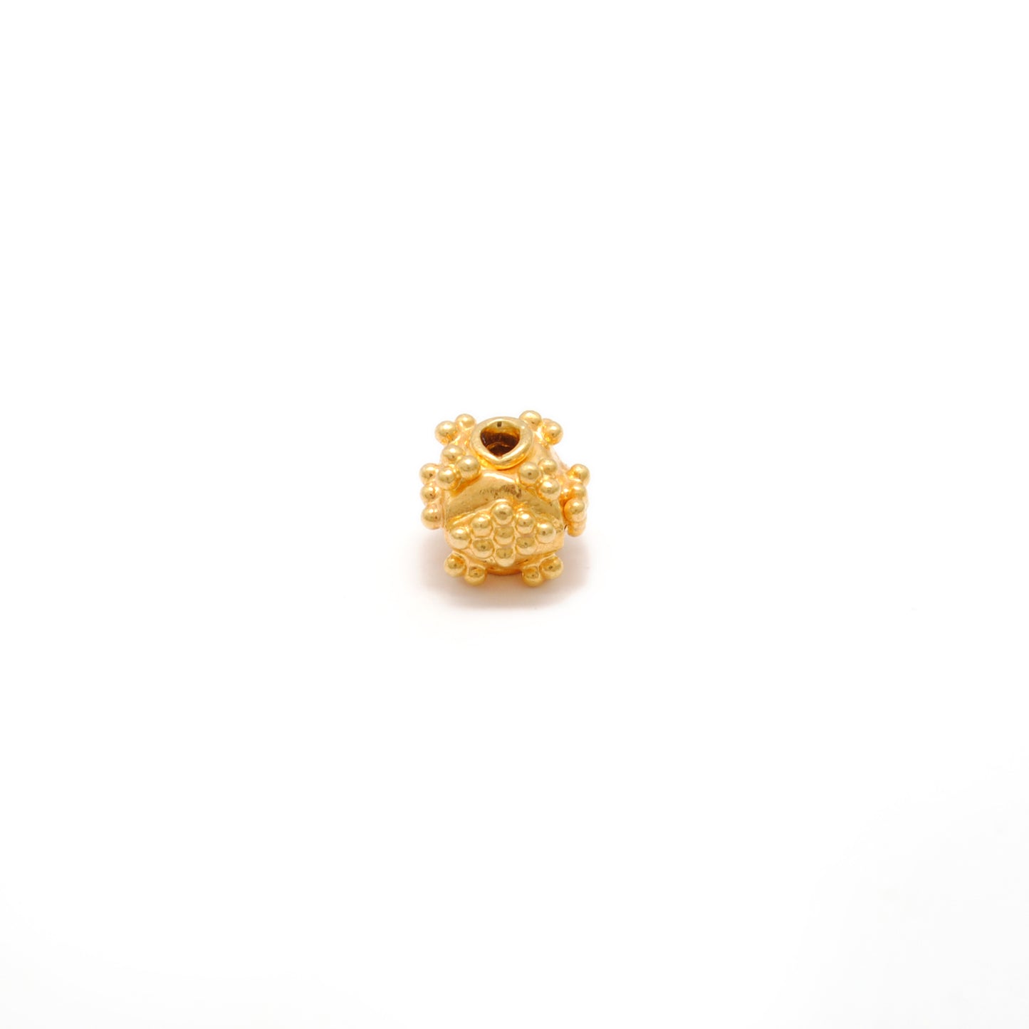 18K solid gold beads findings pack of 4, smooth polished finish, ideal for DIY jewelry making, necklaces and bracelets