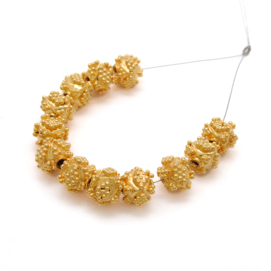 18K solid gold beads findings pack of 4, smooth polished finish, ideal for DIY jewelry making, necklaces and bracelets