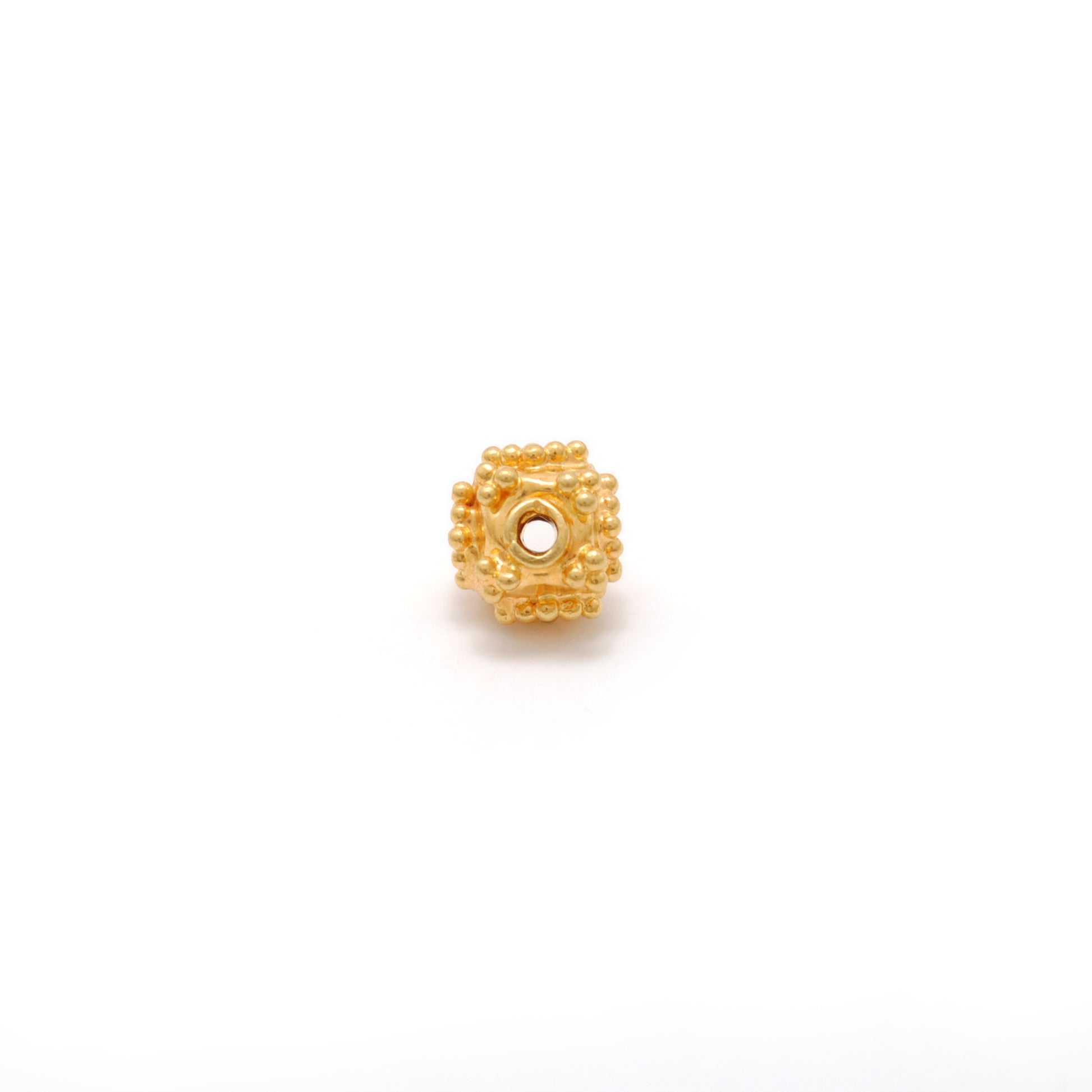 18K solid gold beads findings pack of 4, smooth polished finish, ideal for DIY jewelry making, necklaces and bracelets