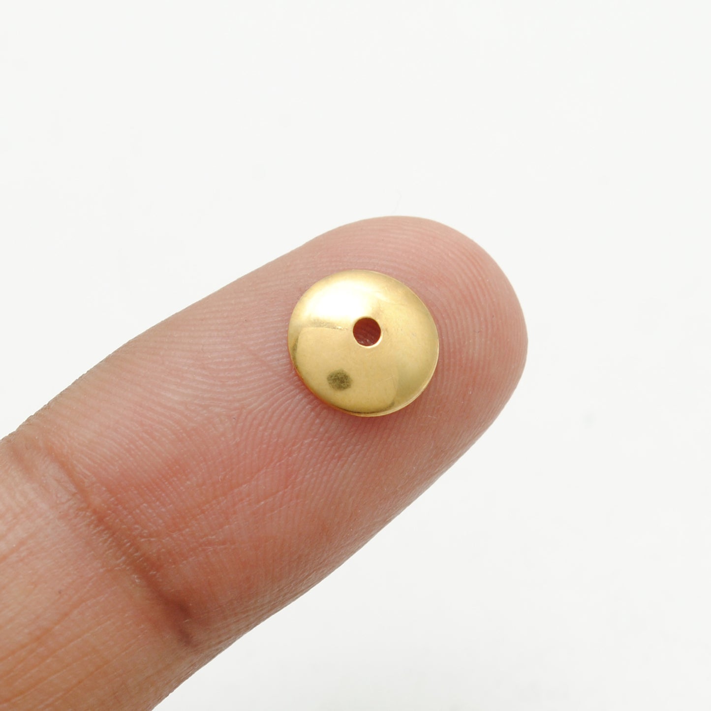 8.5mm 18k Solid Yellow Gold Simple Plain Bead Cap Finding