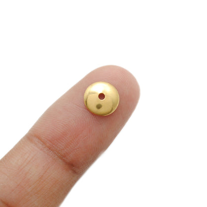 8.5mm 18k Solid Yellow Gold Simple Plain Bead Cap Finding