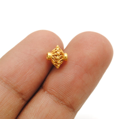 Solid 18k Gold Rondelle Spacer Beads 8x7mm DIY For Jewelry 1pc