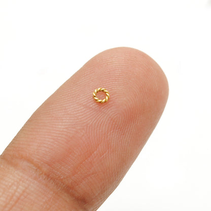 2.70mm Twisted 18k Gold Spacer Findings Beads Pack of 10 Pcs