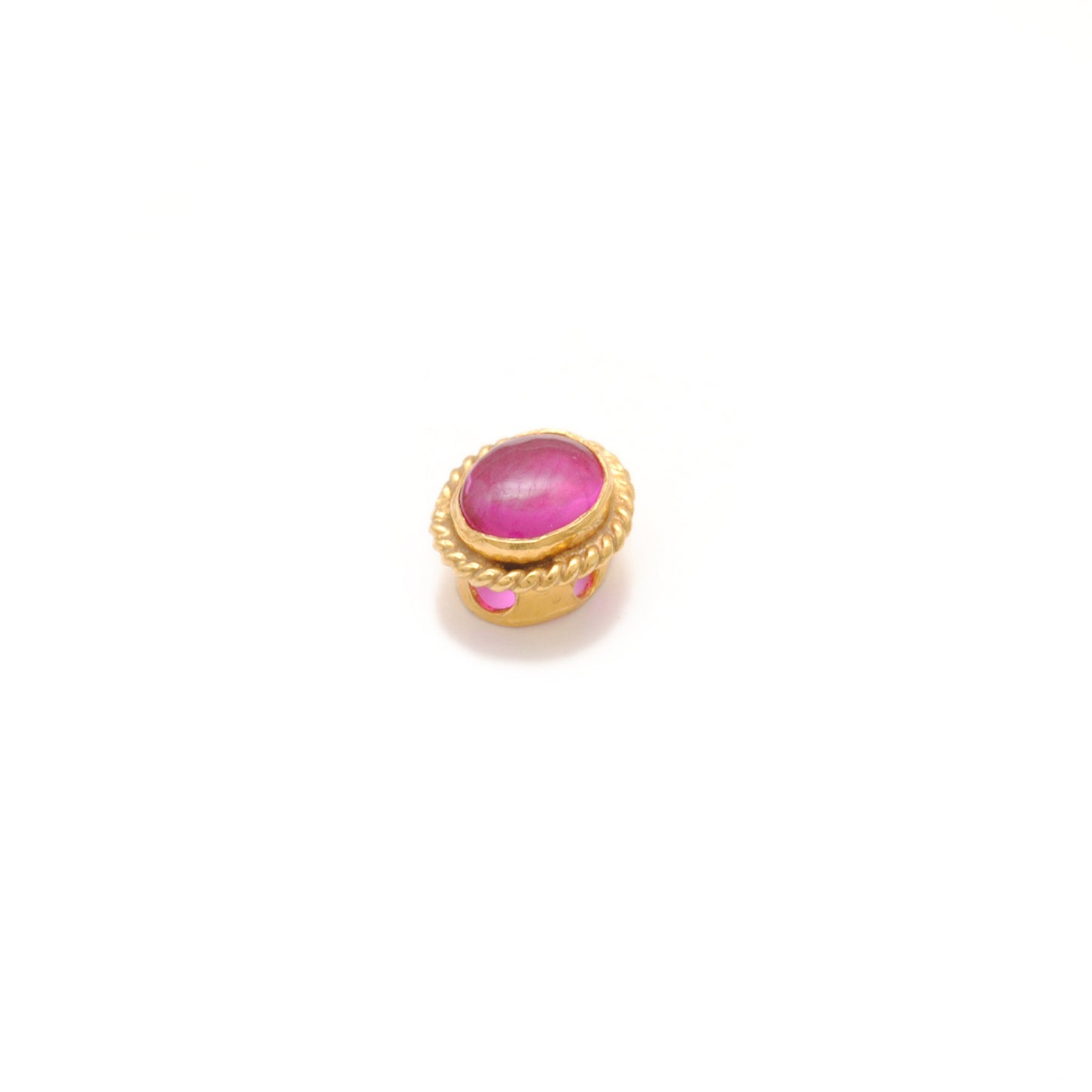18K Solid Gold Spacer Beads Findings Studded With Stone DIY Craft For Jewelry 1pc