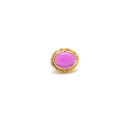 18K Solid Gold Spacer Beads Findings Studded With Stone DIY Craft For Jewelry 1pc