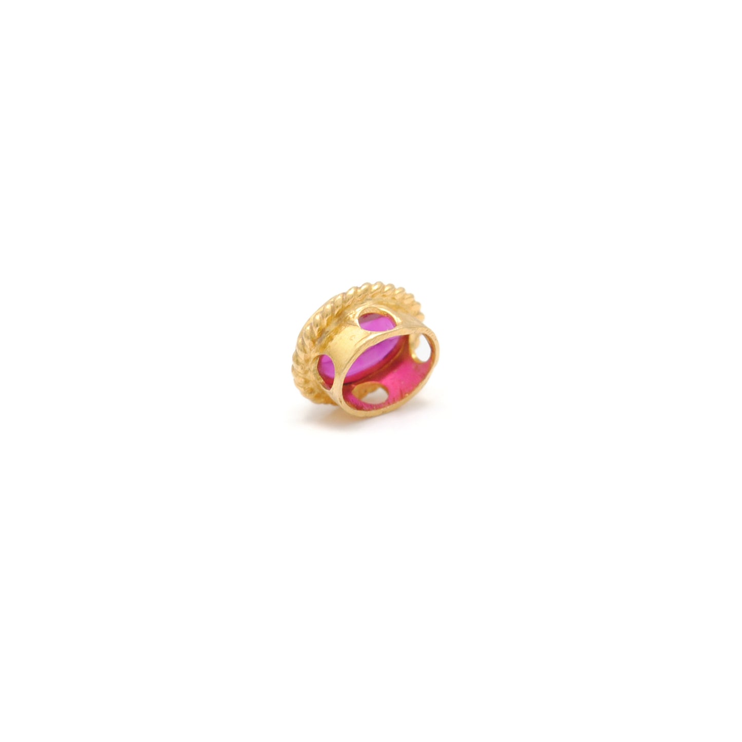 18K Solid Gold Spacer Beads Findings Studded With Stone DIY Craft For Jewelry 1pc