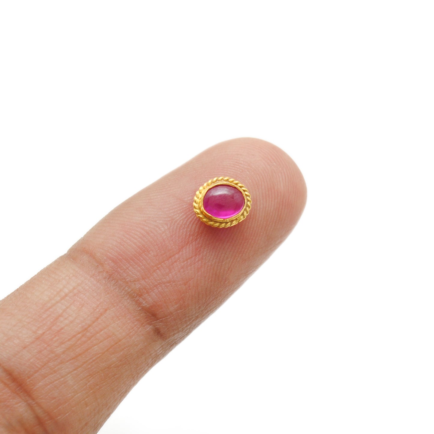 18K Solid Gold Spacer Beads Findings Studded With Stone DIY Craft For Jewelry 1pc