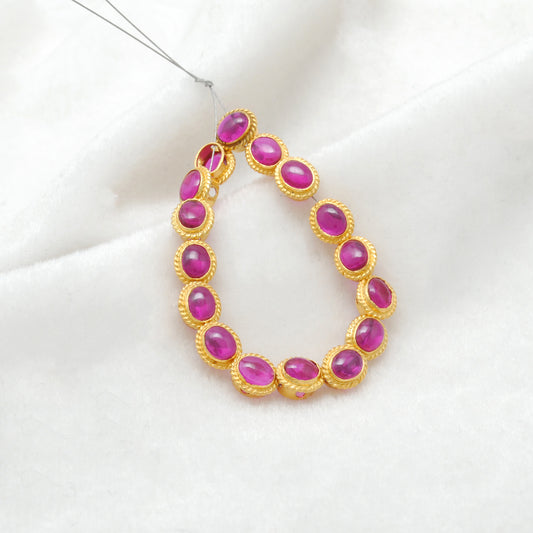 18K Solid Gold Spacer Beads Findings Studded With Stone DIY Craft For Jewelry 1pc