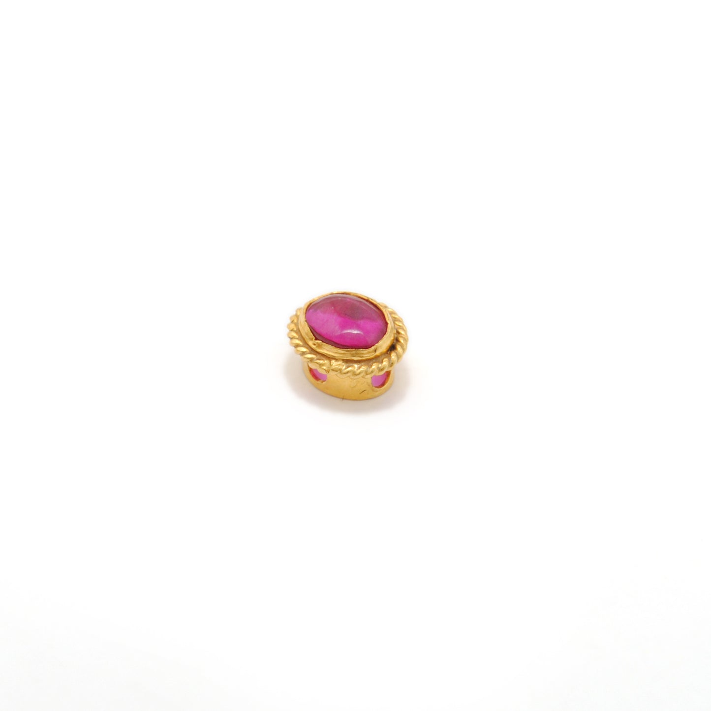 18K Solid Gold Spacer Beads Findings Studded With Stone DIY Craft For Jewelry 1pc
