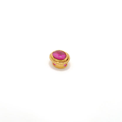 18K Solid Gold Spacer Beads Findings Studded With Stone DIY Craft For Jewelry 1pc