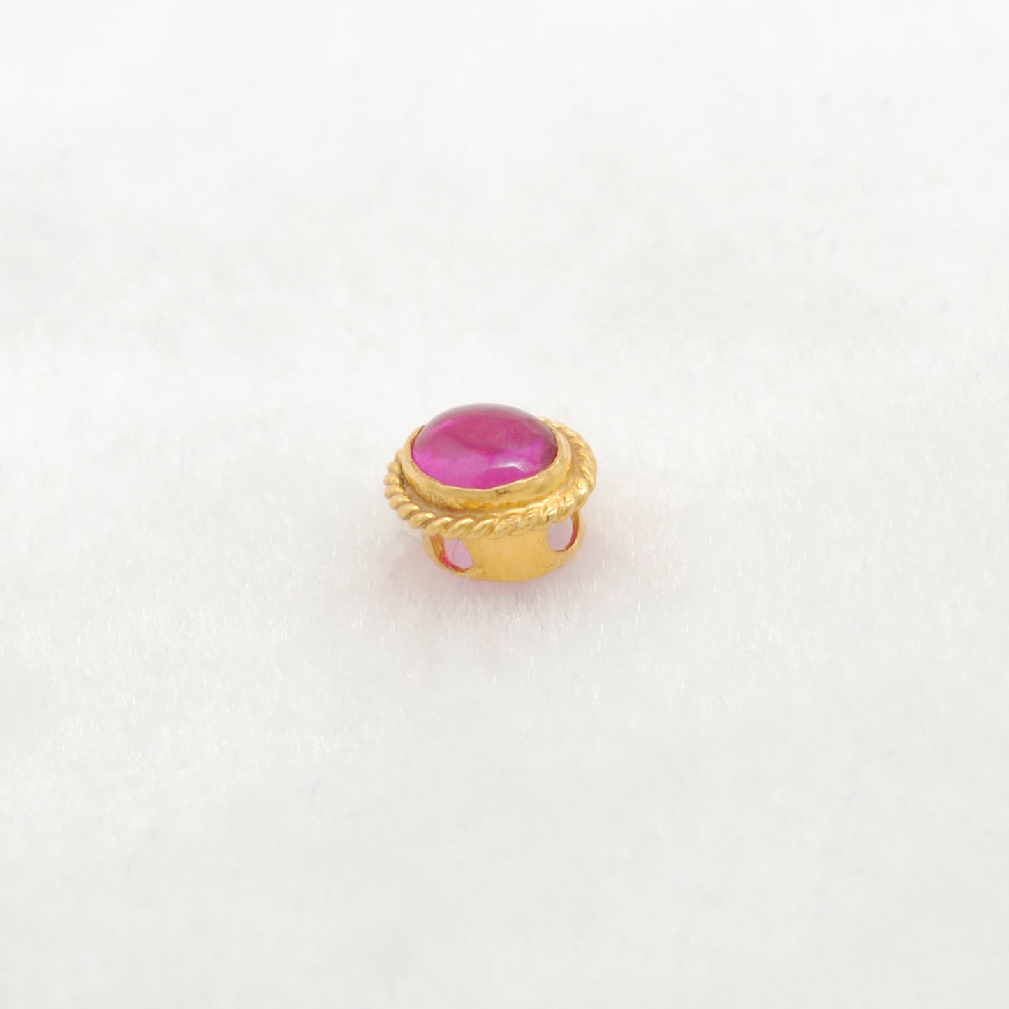 18K Solid Gold Spacer Beads Findings Studded With Stone DIY Craft For Jewelry 1pc