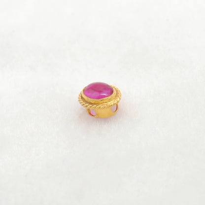 18K Solid Gold Spacer Beads Findings Studded With Stone DIY Craft For Jewelry 1pc