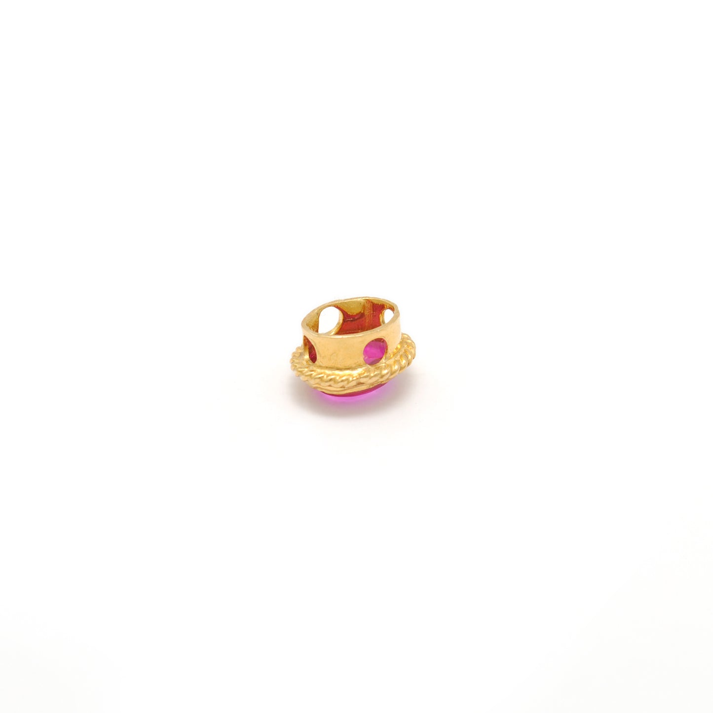 18K Solid Gold Spacer Beads Findings Studded With Stone DIY Craft For Jewelry 1pc
