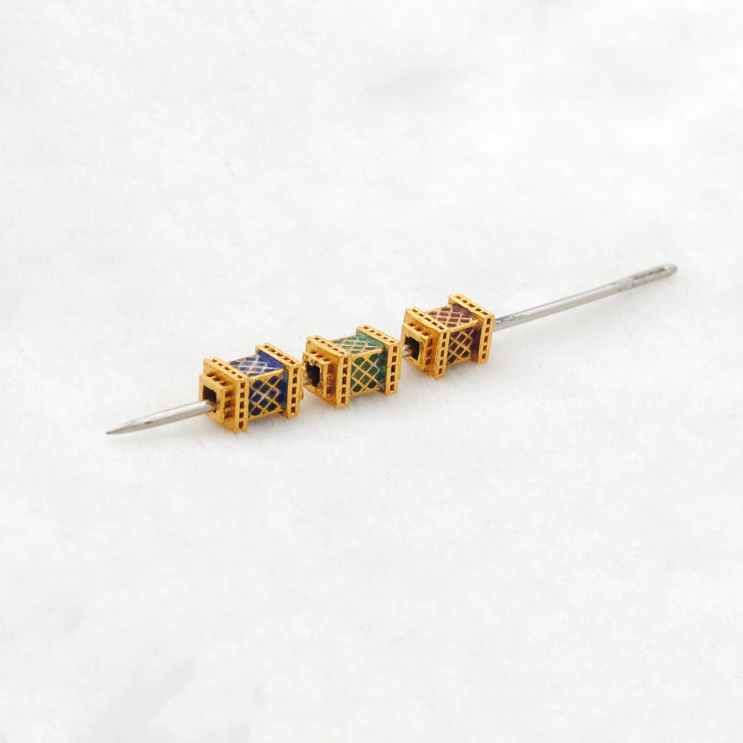 Rectangle 18K Solid Gold Beads DIY Bracelet Necklace Multi Color Enamel 1pc