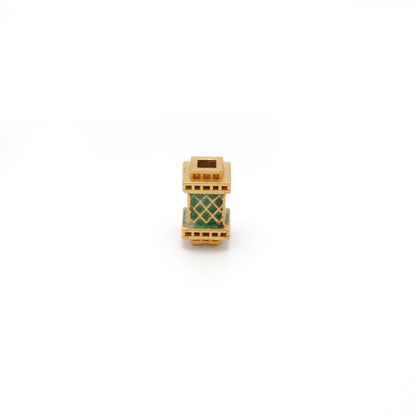 Rectangle 18K Solid Gold Beads DIY Bracelet Necklace Multi Color Enamel 1pc