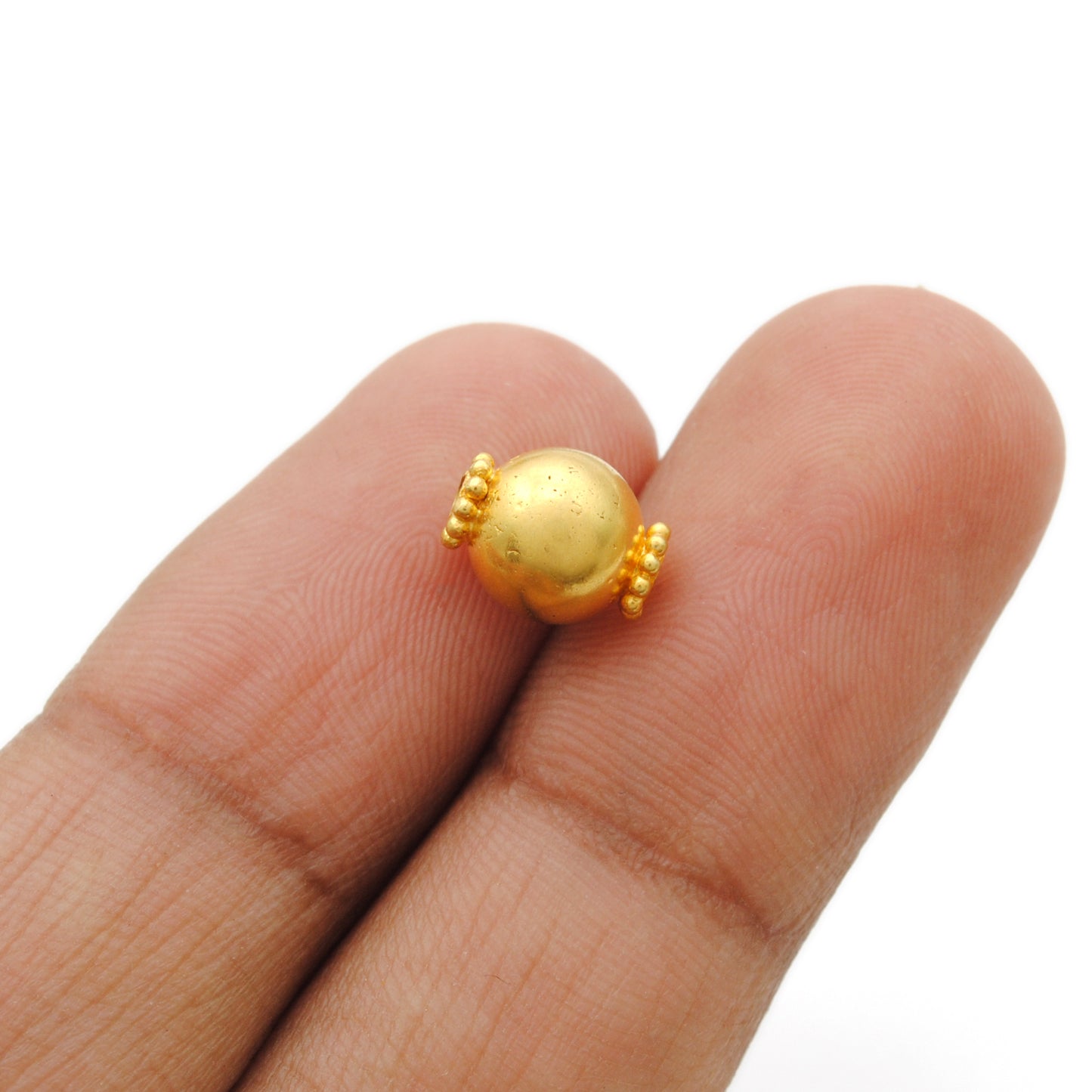 Round 18k Gold Beads 9x7.5mm Handmade Ball Beads Finding DIY Craft 1Pc