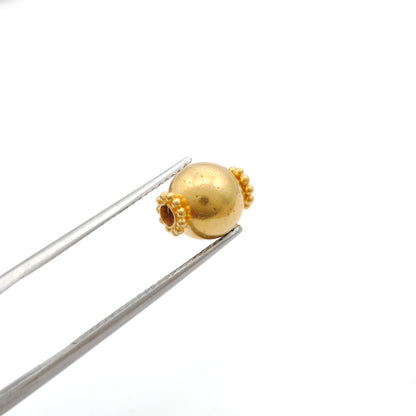 Round 18k Gold Beads 9x7.5mm Handmade Ball Beads Finding DIY Craft 1Pc