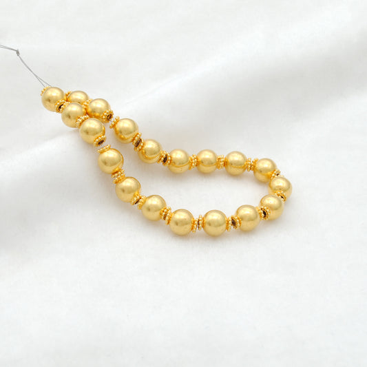 Round 18k Gold Beads 9x7.5mm Handmade Ball Beads Finding DIY Craft 1Pc