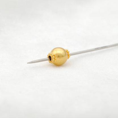 Round 18k Gold Beads 9x7.5mm Handmade Ball Beads Finding DIY Craft 1Pc