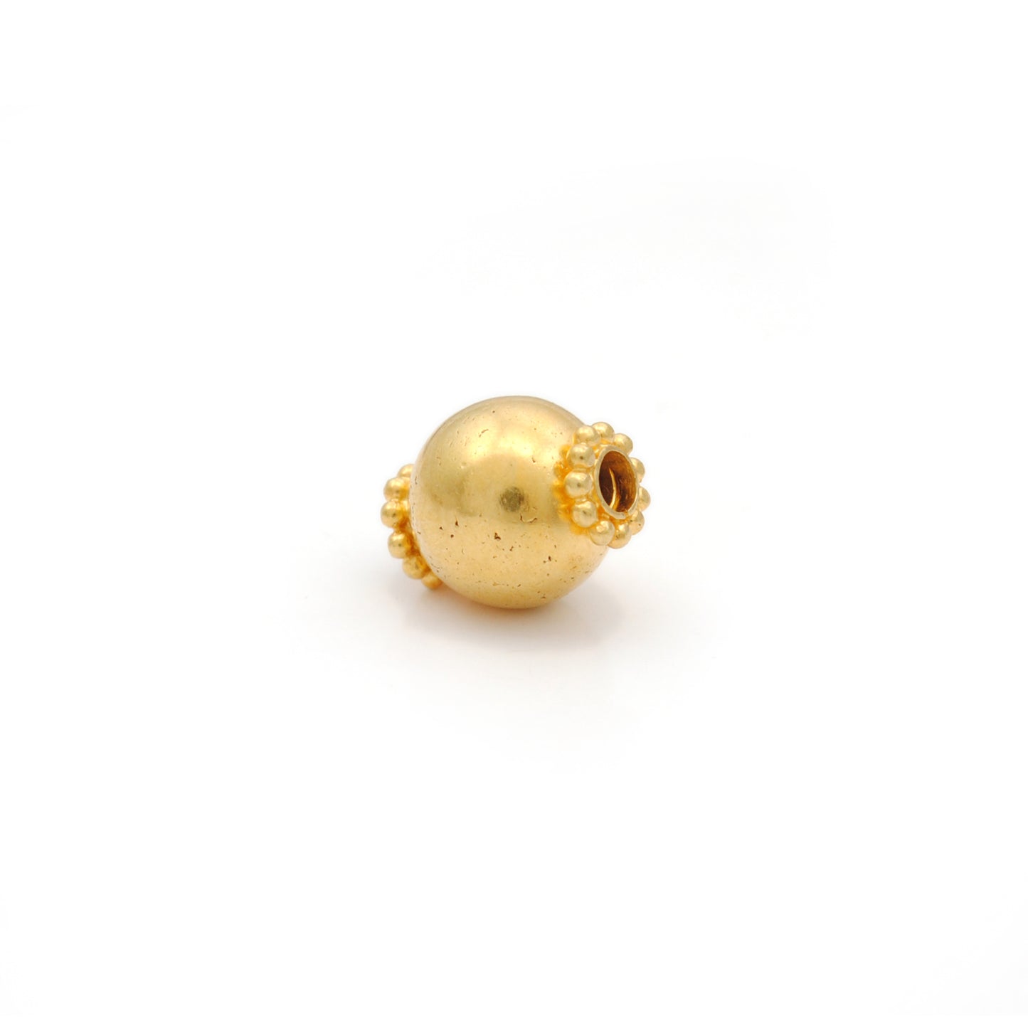 Round 18k Gold Beads 9x7.5mm Handmade Ball Beads Finding DIY Craft 1Pc