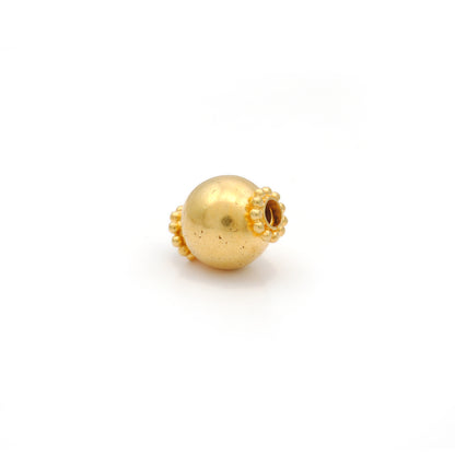 Round 18k Gold Beads 9x7.5mm Handmade Ball Beads Finding DIY Craft 1Pc