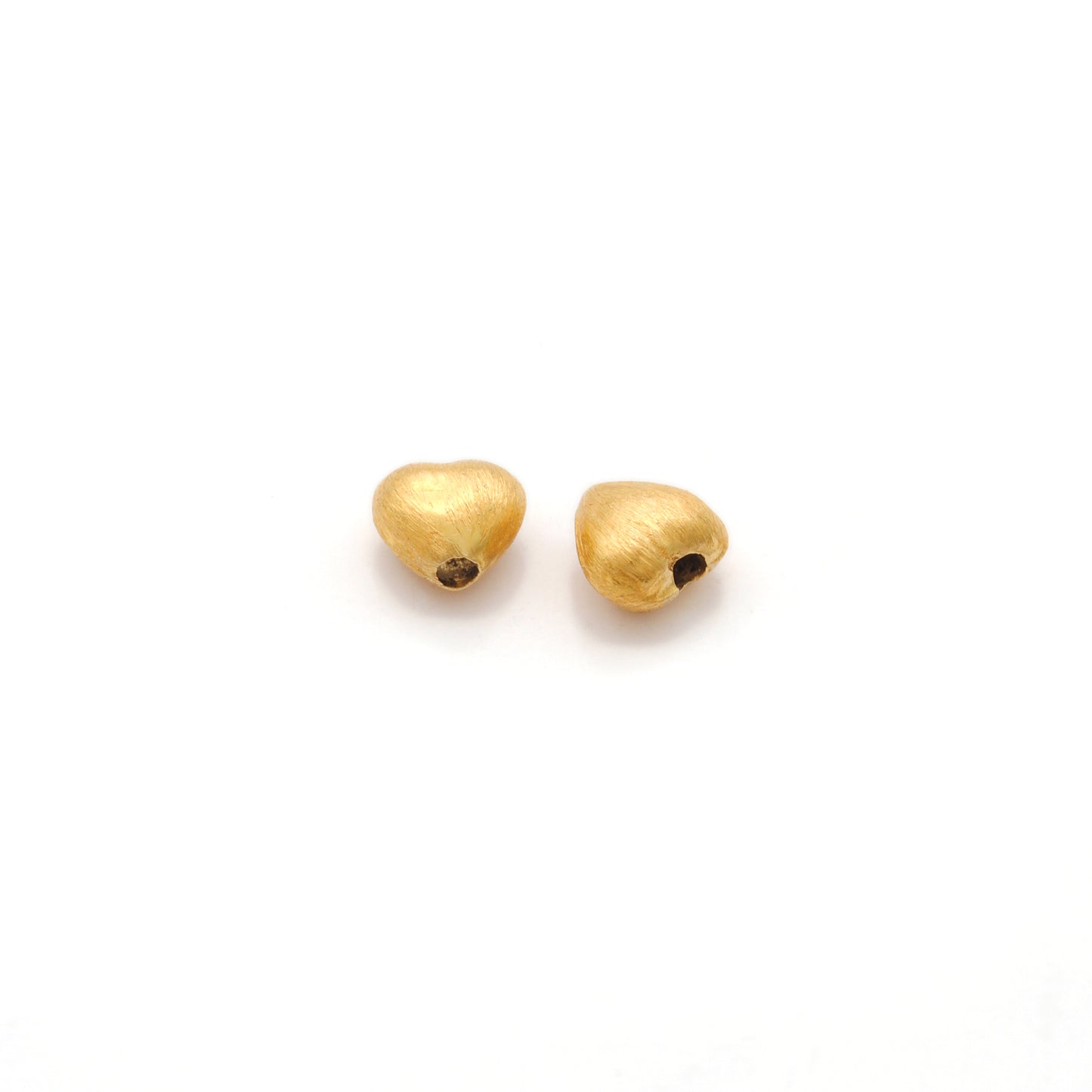 6mm 18K Real Yellow Gold Heart Beads • Brushed Finish Jewelry Findings