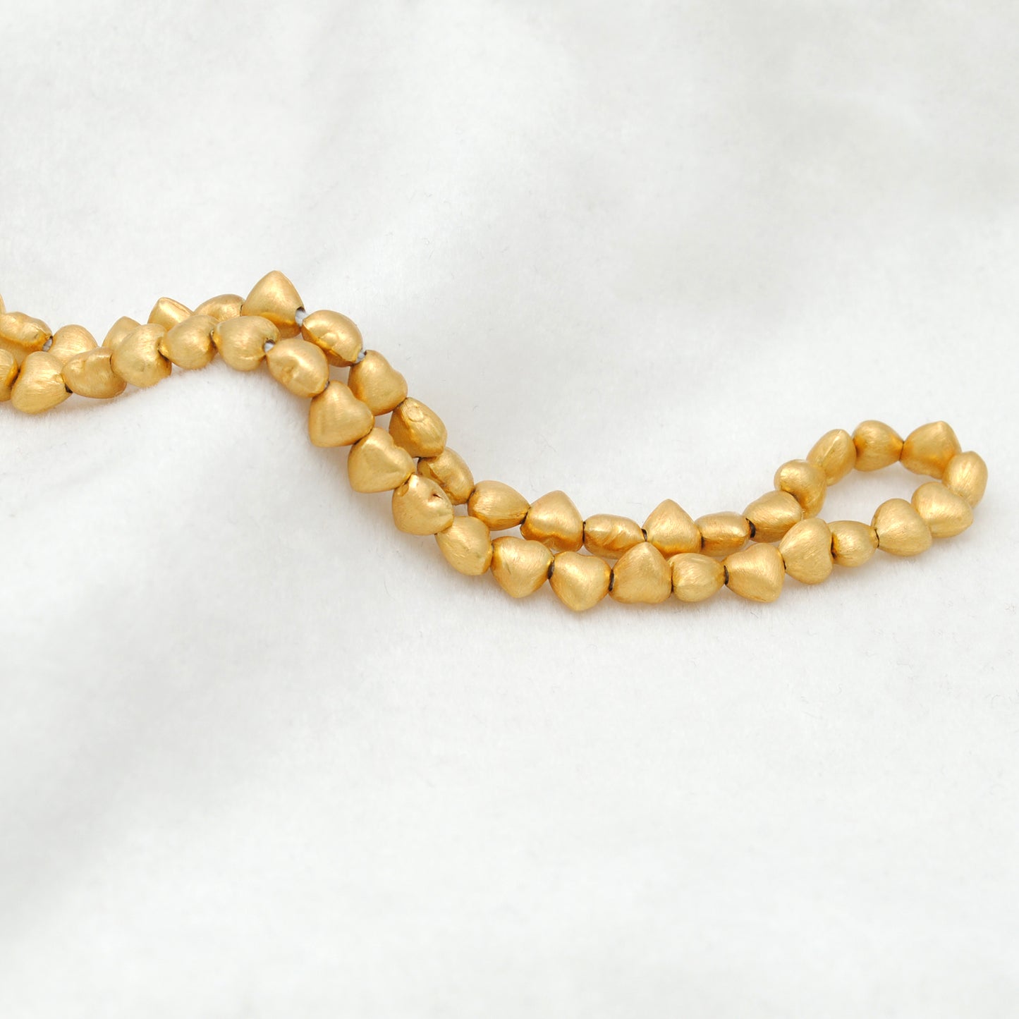 6mm 18K Real Yellow Gold Heart Beads • Brushed Finish Jewelry Findings