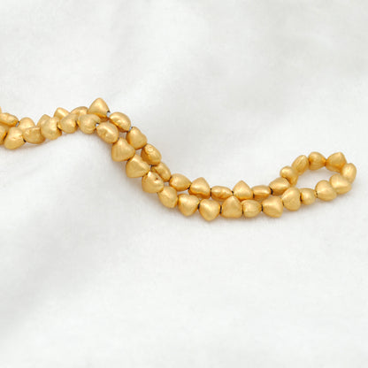 6mm 18K Real Yellow Gold Heart Beads • Brushed Finish Jewelry Findings