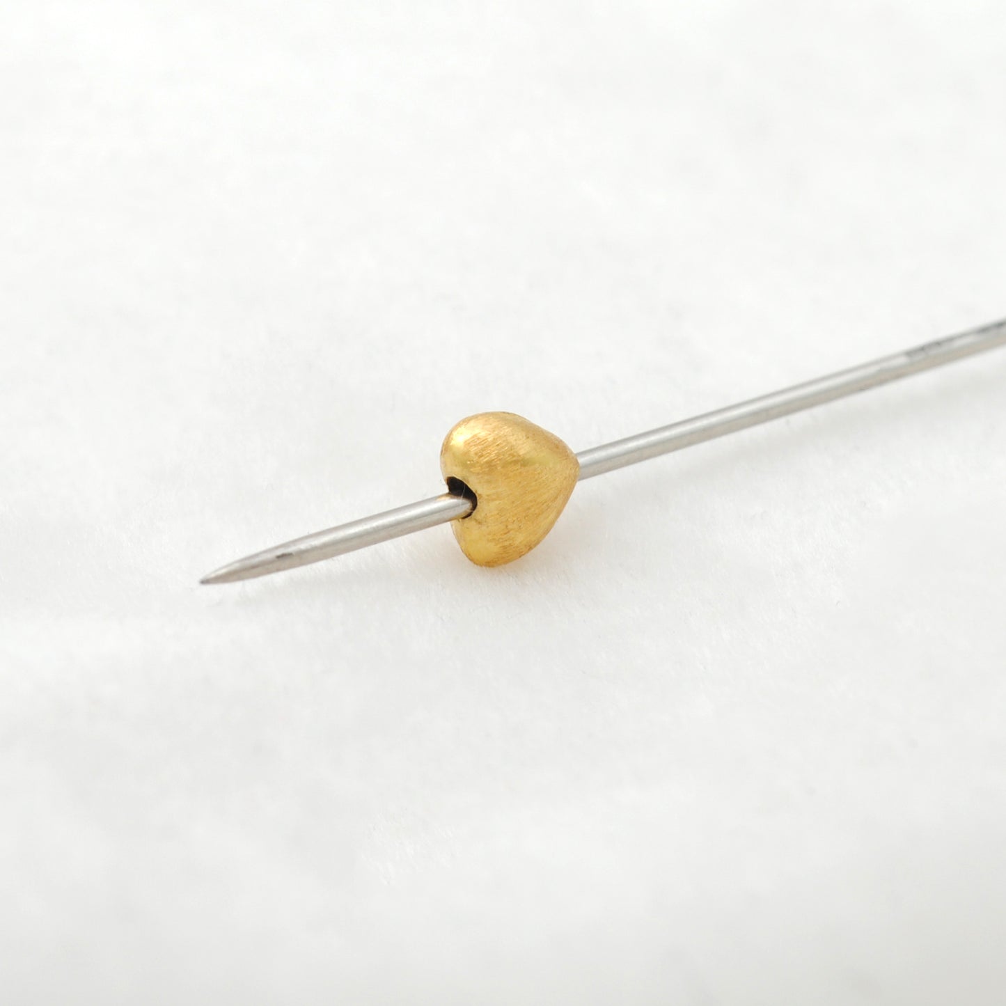 6mm 18K Real Yellow Gold Heart Beads • Brushed Finish Jewelry Findings