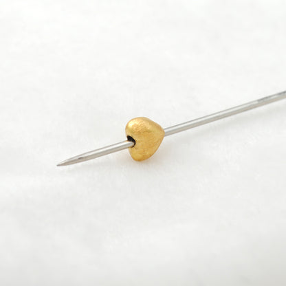 6mm 18K Real Yellow Gold Heart Beads • Brushed Finish Jewelry Findings