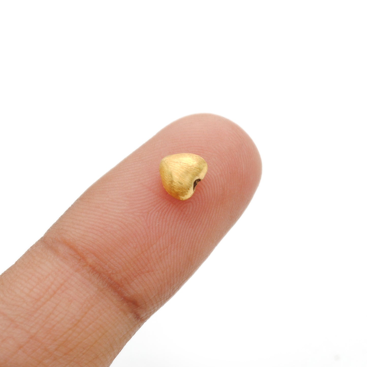 6mm 18K Real Yellow Gold Heart Beads • Brushed Finish Jewelry Findings