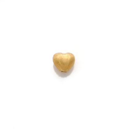 6mm 18K Real Yellow Gold Heart Beads • Brushed Finish Jewelry Findings