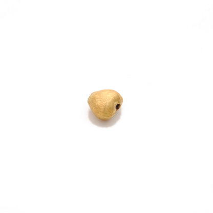 6mm 18K Real Yellow Gold Heart Beads • Brushed Finish Jewelry Findings