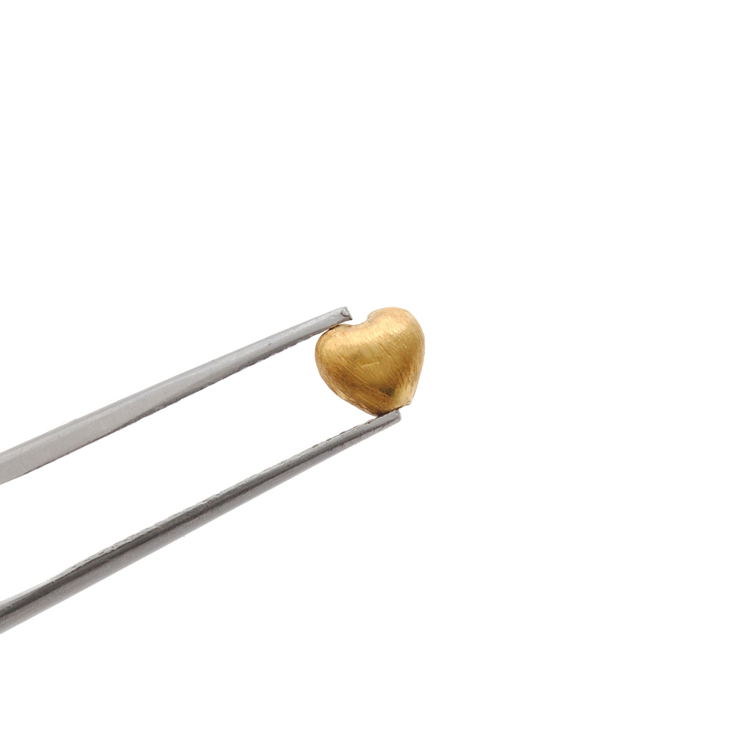 6mm 18K Real Yellow Gold Heart Beads • Brushed Finish Jewelry Findings