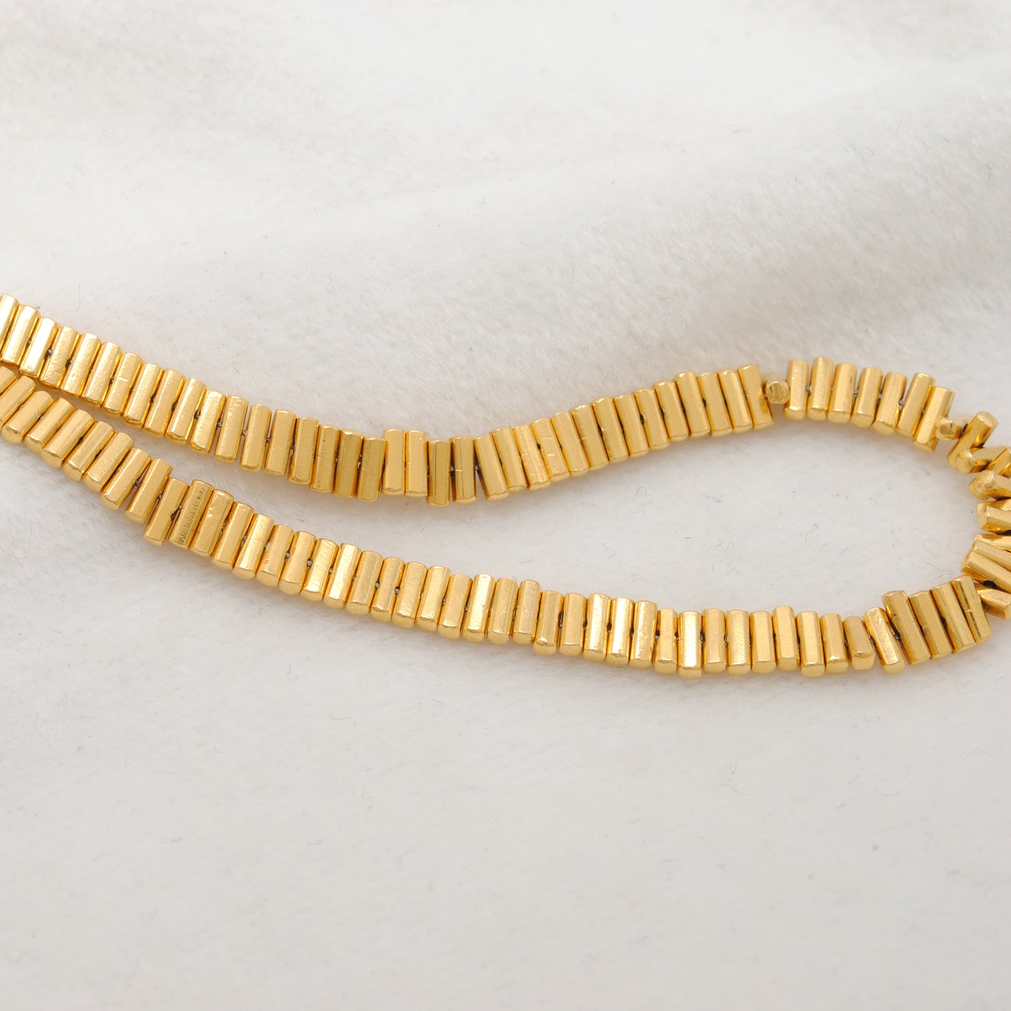 18K solid gold tube cylinder spacer beads, smooth polished finish, jewelry making supply for DIY bracelets and necklaces, pack of 2 pieces