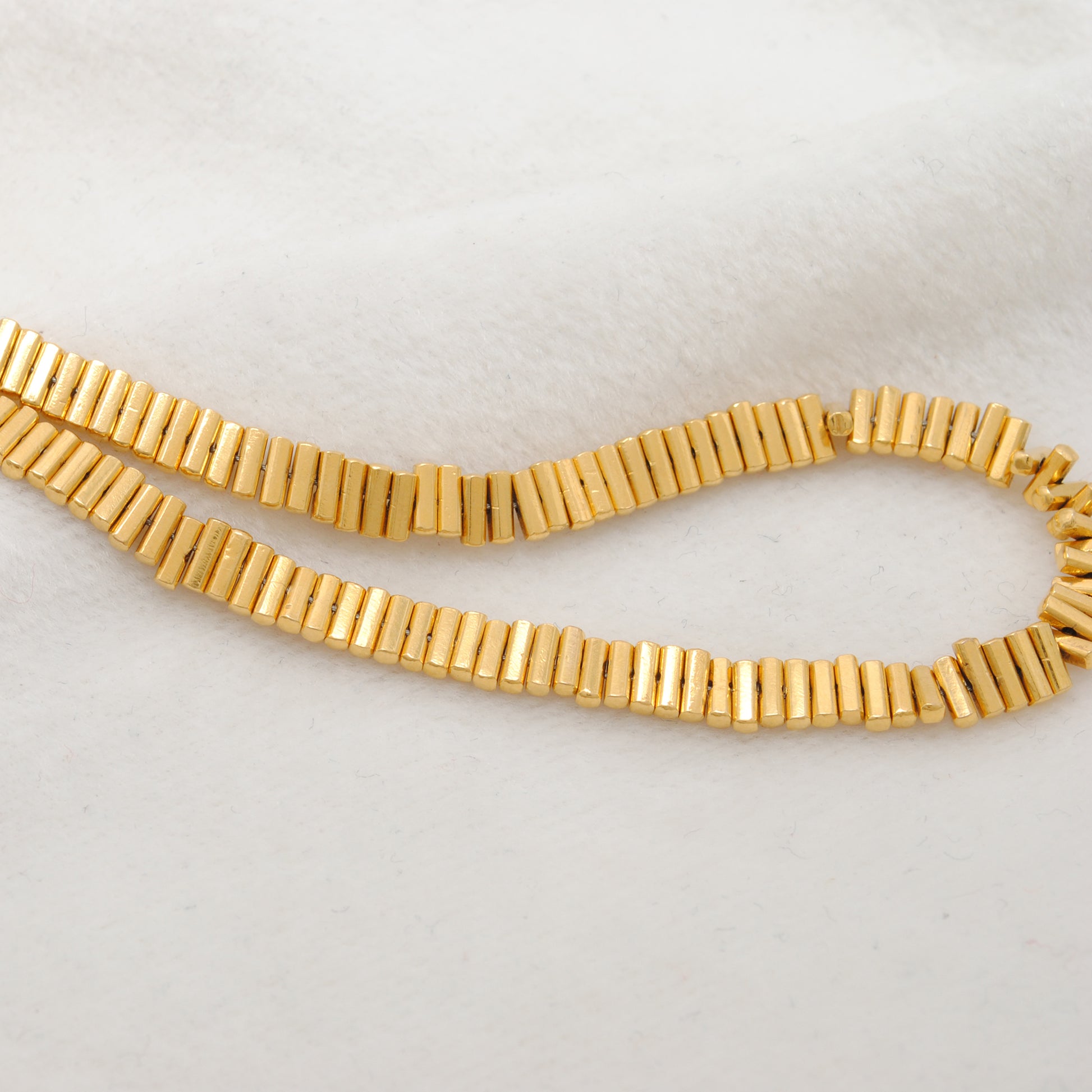 18K solid gold tube cylinder spacer beads, smooth polished finish, jewelry making supply for DIY bracelets and necklaces, pack of 2 pieces