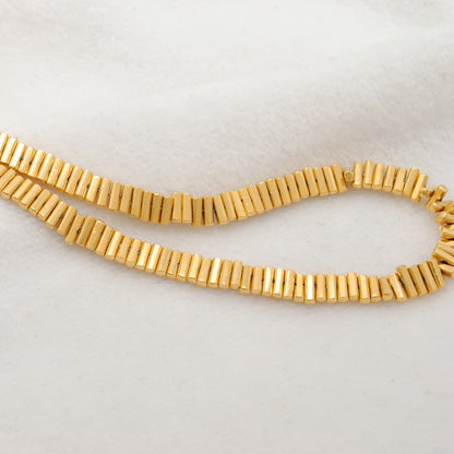 18K solid gold tube cylinder spacer beads, smooth polished finish, jewelry making supply for DIY bracelets and necklaces, pack of 2 pieces
