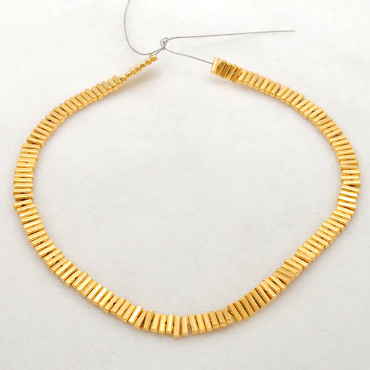 18K solid gold tube cylinder spacer beads, smooth polished finish, jewelry making supply for DIY bracelets and necklaces, pack of 2 pieces