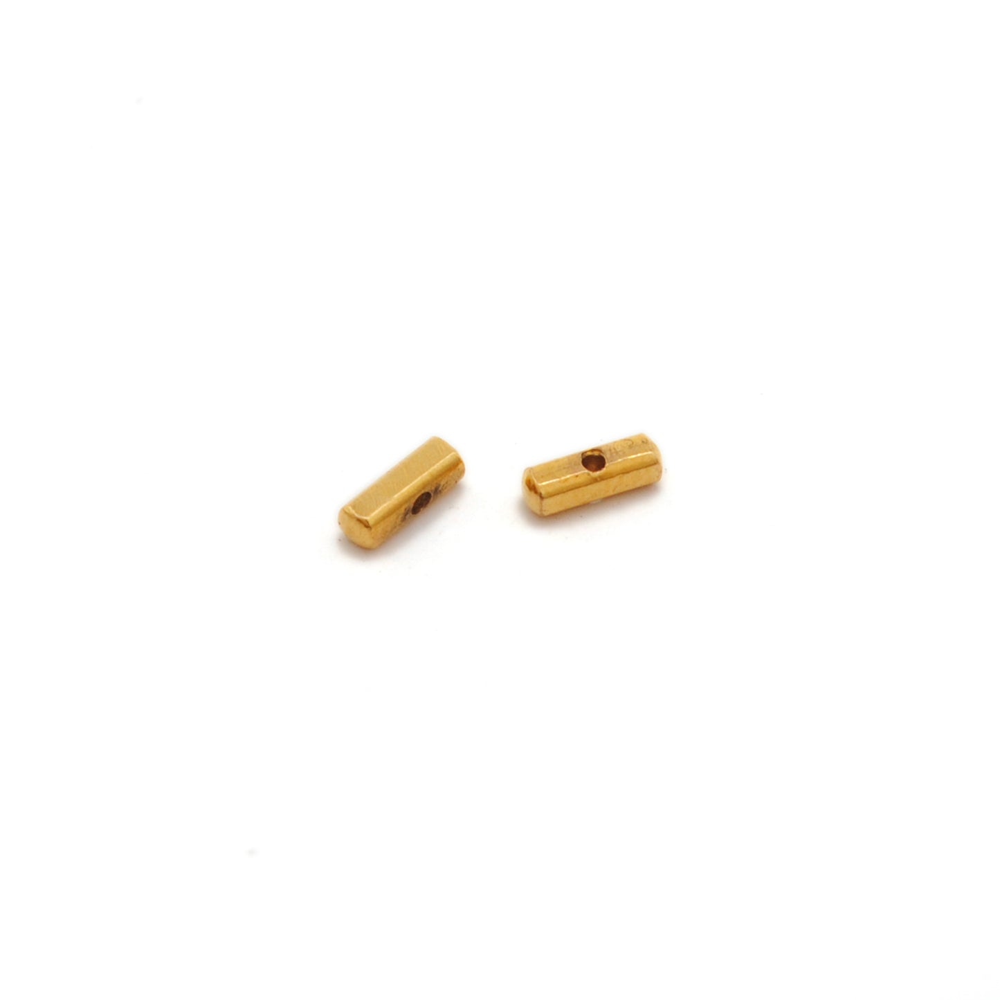 18K solid gold tube cylinder spacer beads, smooth polished finish, jewelry making supply for DIY bracelets and necklaces, pack of 2 pieces