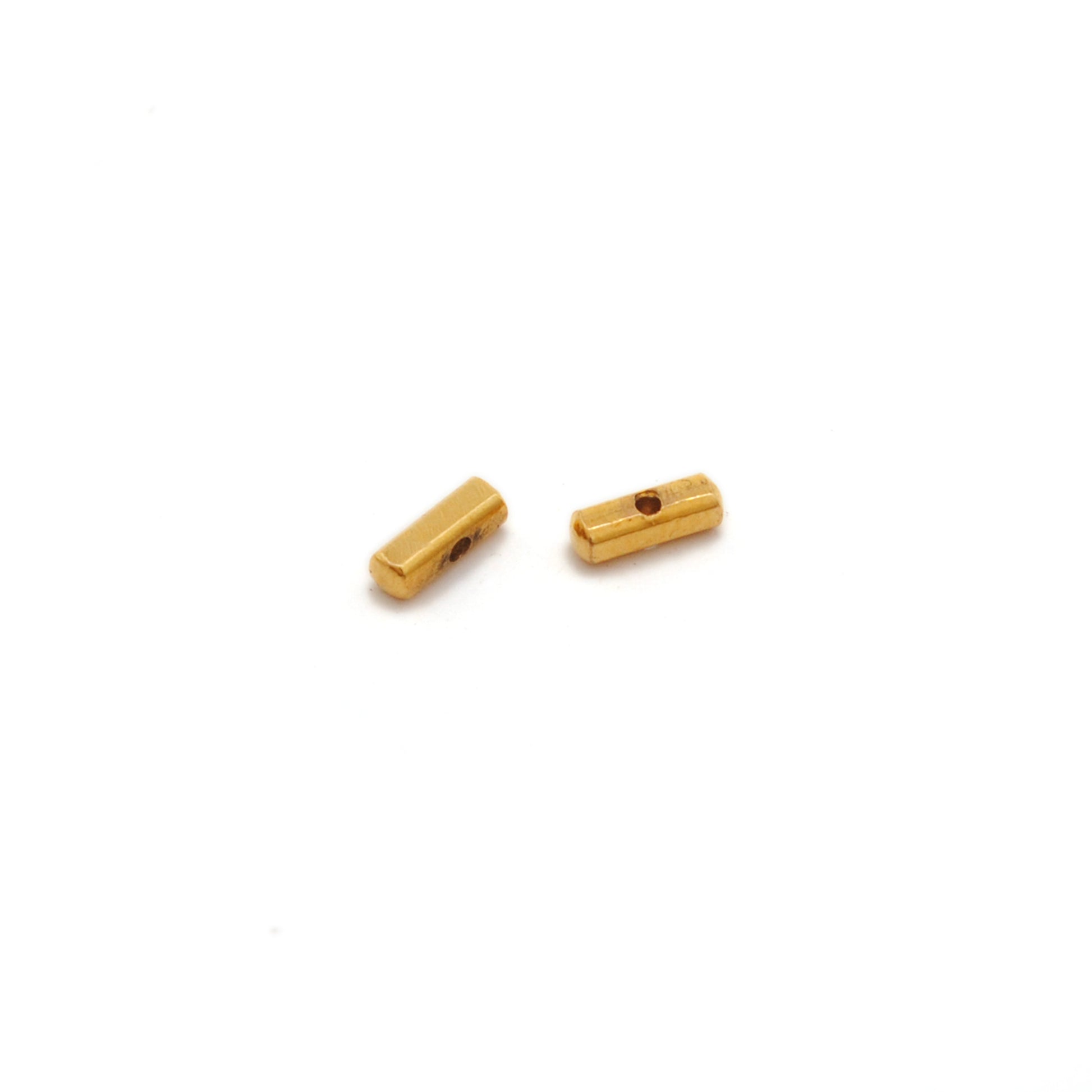 18K solid gold tube cylinder spacer beads, smooth polished finish, jewelry making supply for DIY bracelets and necklaces, pack of 2 pieces