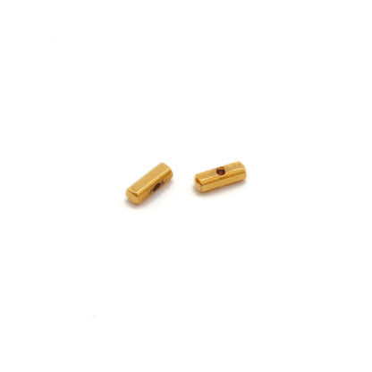 18K solid gold tube cylinder spacer beads, smooth polished finish, jewelry making supply for DIY bracelets and necklaces, pack of 2 pieces