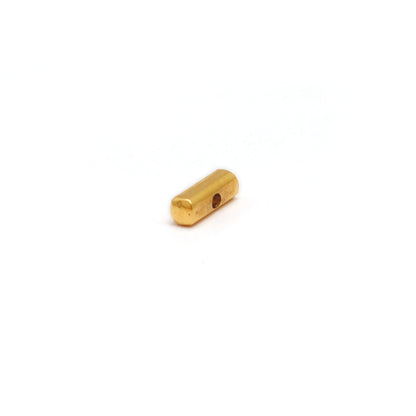 18K solid gold tube cylinder spacer beads, smooth polished finish, jewelry making supply for DIY bracelets and necklaces, pack of 2 pieces