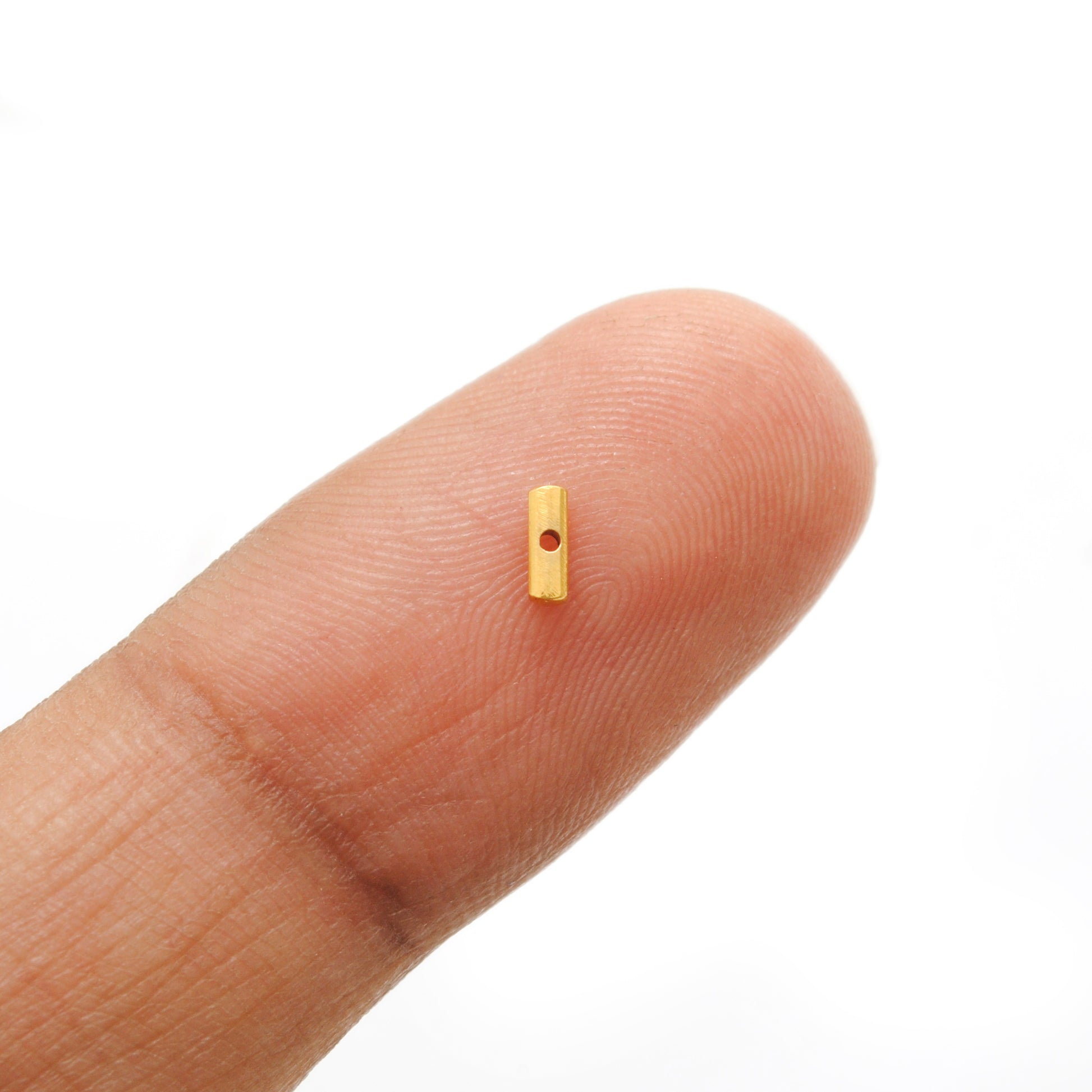 18K solid gold tube cylinder spacer beads, smooth polished finish, jewelry making supply for DIY bracelets and necklaces, pack of 2 pieces