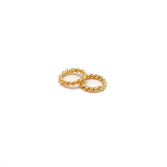 18k Gold Twisted Jump Rings, DIY Jewelry Spacers (4 Pcs)