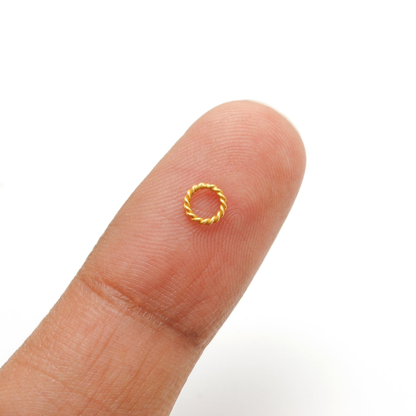 18k Gold Twisted Jump Rings, DIY Jewelry Spacers (4 Pcs)