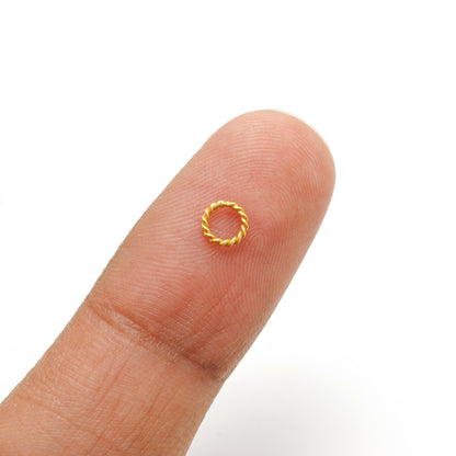 18k Gold Twisted Jump Rings, DIY Jewelry Spacers (4 Pcs)