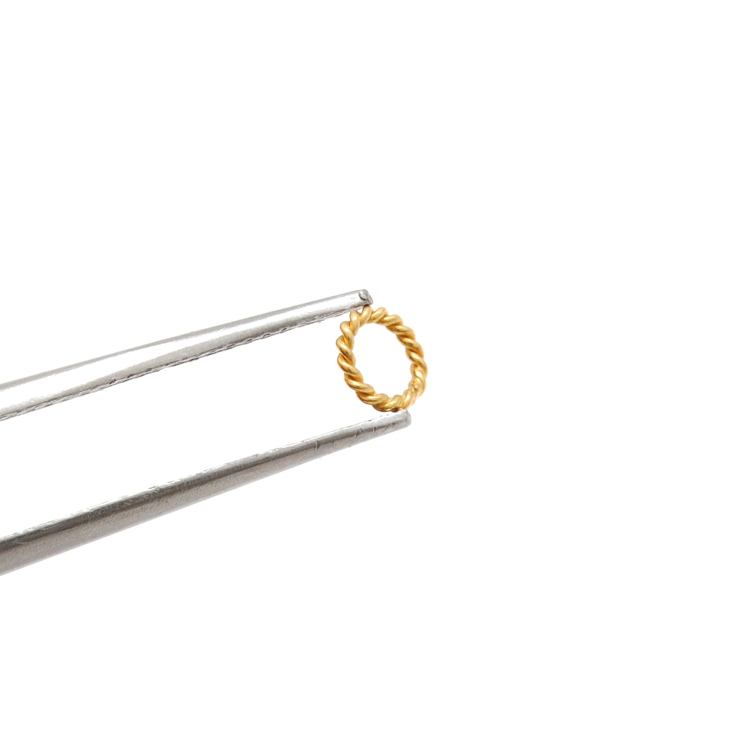18k Gold Twisted Jump Rings, DIY Jewelry Spacers (4 Pcs)