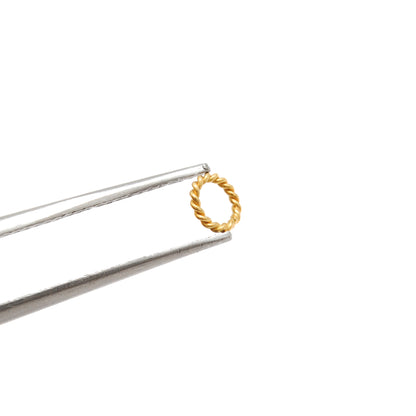 18k Gold Twisted Jump Rings, DIY Jewelry Spacers (4 Pcs)